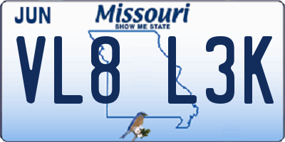 MO license plate VL8L3K