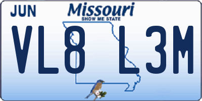 MO license plate VL8L3M