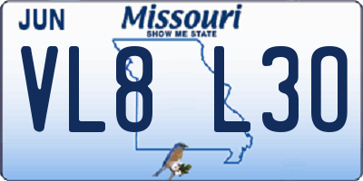 MO license plate VL8L3O