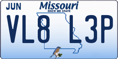 MO license plate VL8L3P