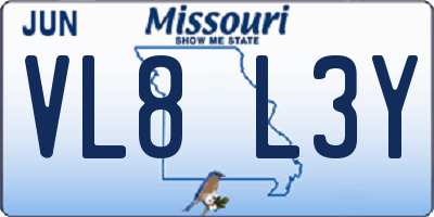 MO license plate VL8L3Y