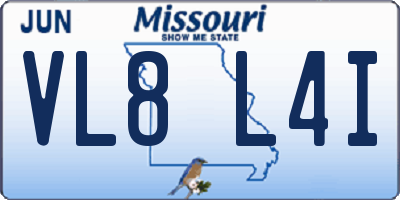 MO license plate VL8L4I