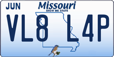 MO license plate VL8L4P