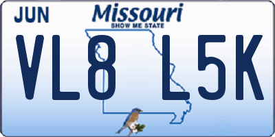 MO license plate VL8L5K