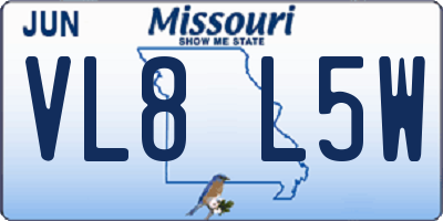 MO license plate VL8L5W