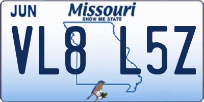 MO license plate VL8L5Z