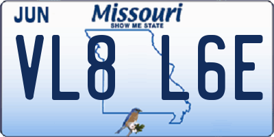 MO license plate VL8L6E