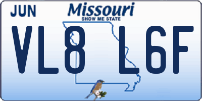 MO license plate VL8L6F