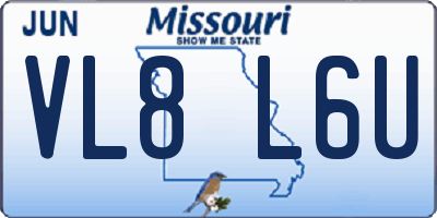 MO license plate VL8L6U
