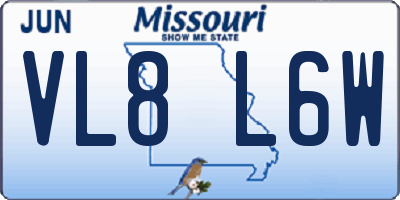 MO license plate VL8L6W