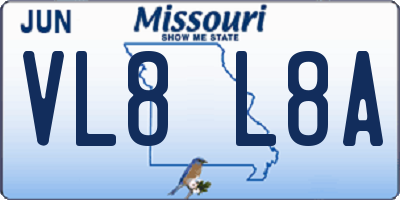 MO license plate VL8L8A