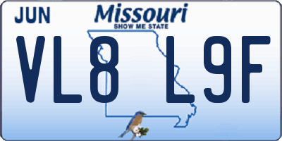MO license plate VL8L9F