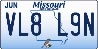 MO license plate VL8L9N