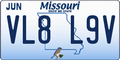 MO license plate VL8L9V