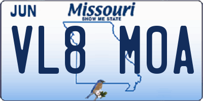 MO license plate VL8M0A