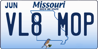 MO license plate VL8M0P