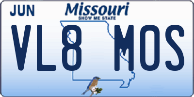 MO license plate VL8M0S