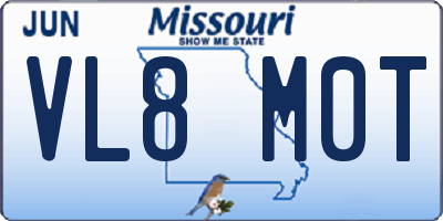 MO license plate VL8M0T