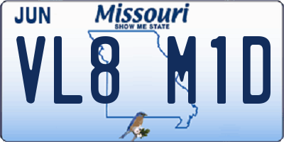 MO license plate VL8M1D