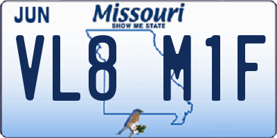 MO license plate VL8M1F