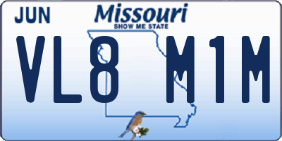 MO license plate VL8M1M