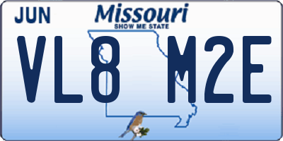 MO license plate VL8M2E
