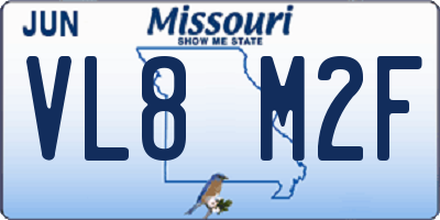 MO license plate VL8M2F