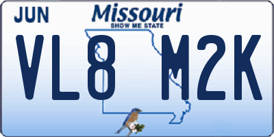 MO license plate VL8M2K