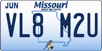 MO license plate VL8M2U