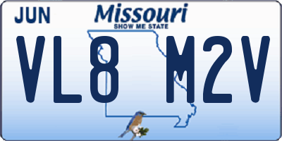 MO license plate VL8M2V