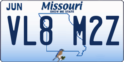 MO license plate VL8M2Z