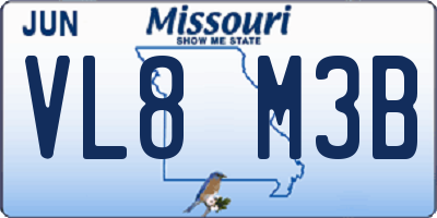 MO license plate VL8M3B