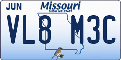 MO license plate VL8M3C