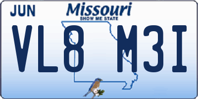 MO license plate VL8M3I