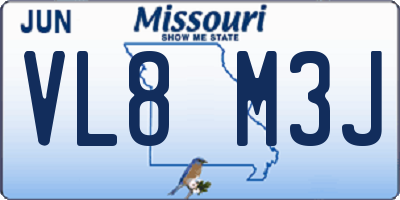 MO license plate VL8M3J