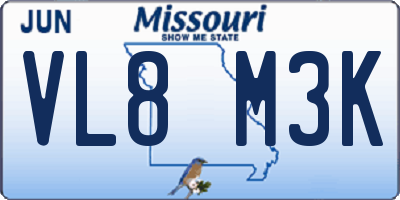 MO license plate VL8M3K