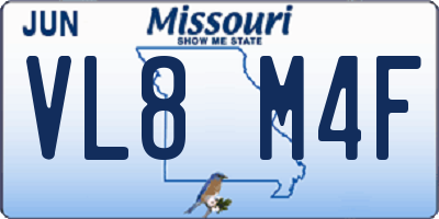 MO license plate VL8M4F
