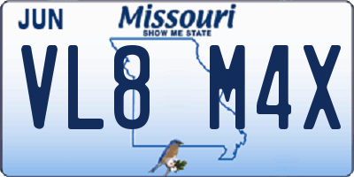 MO license plate VL8M4X