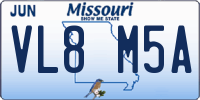 MO license plate VL8M5A