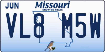 MO license plate VL8M5W
