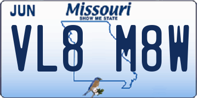 MO license plate VL8M8W