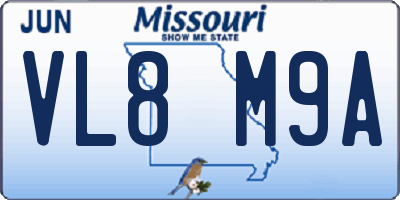 MO license plate VL8M9A