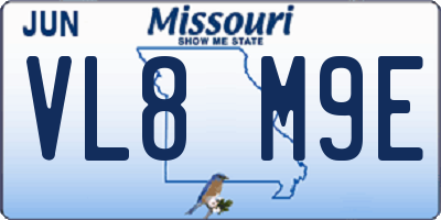 MO license plate VL8M9E