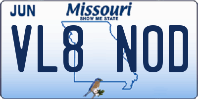 MO license plate VL8N0D