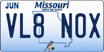 MO license plate VL8N0X