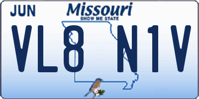 MO license plate VL8N1V