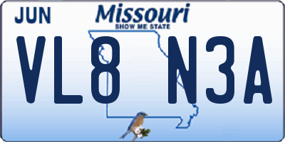 MO license plate VL8N3A