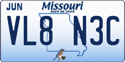 MO license plate VL8N3C
