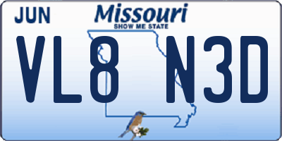 MO license plate VL8N3D