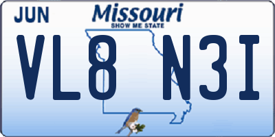 MO license plate VL8N3I